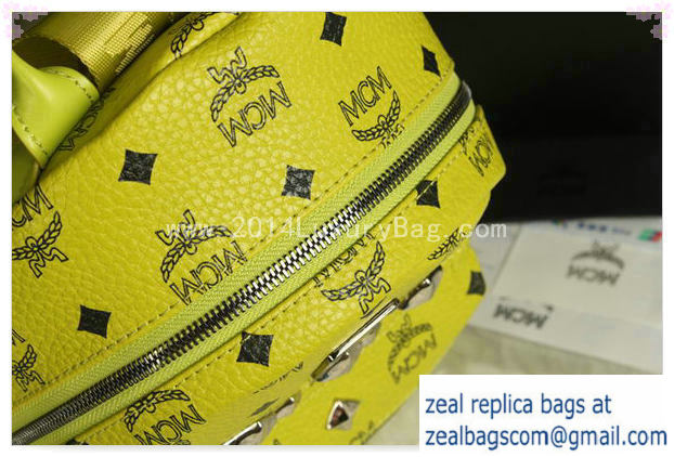 High Quality Replica MCM Stark Backpack Medium in Calf Leather 8003 Lemon